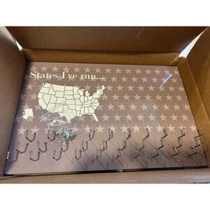 Gone For A Run States Ive Run Medal Display Board Hooks USA Map Stars